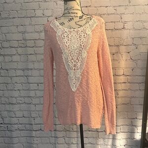 Mossimo Pink Sweater with Crochet Detail